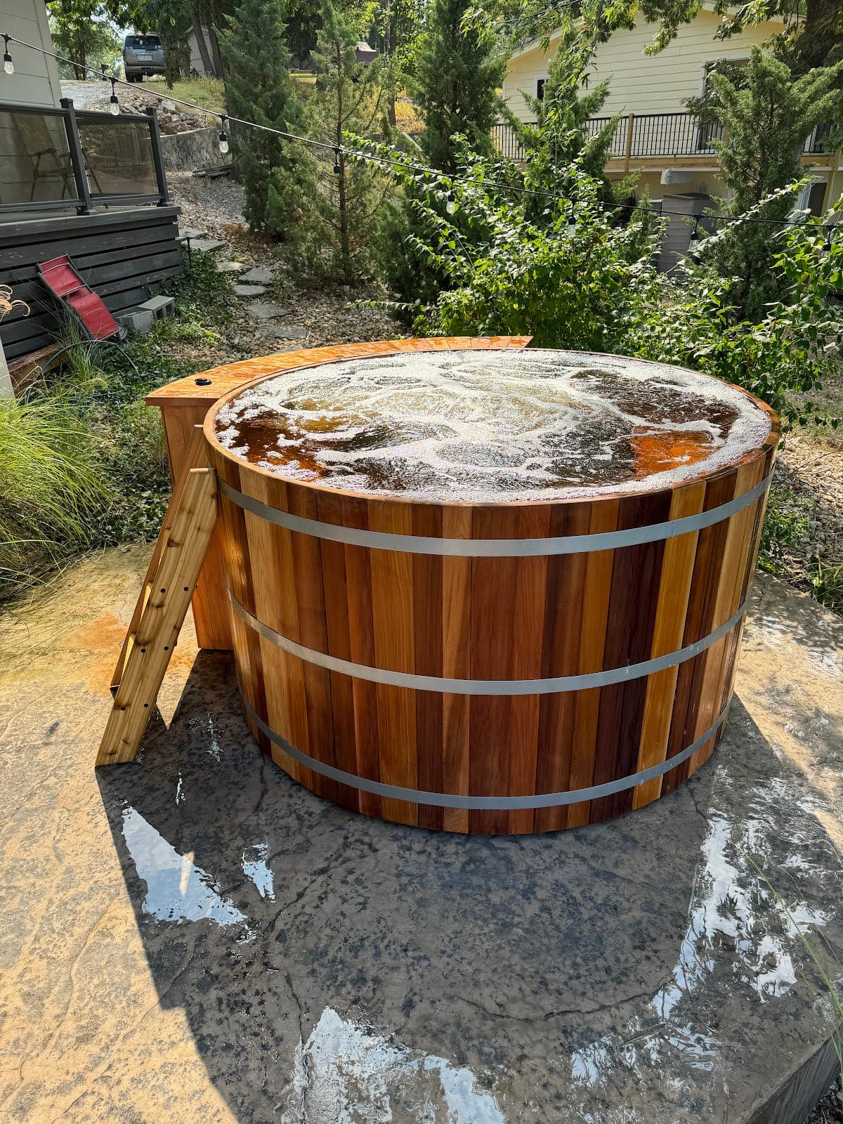 The wood-fired hot tub in the grounds at Ballinderry Park, County Galway