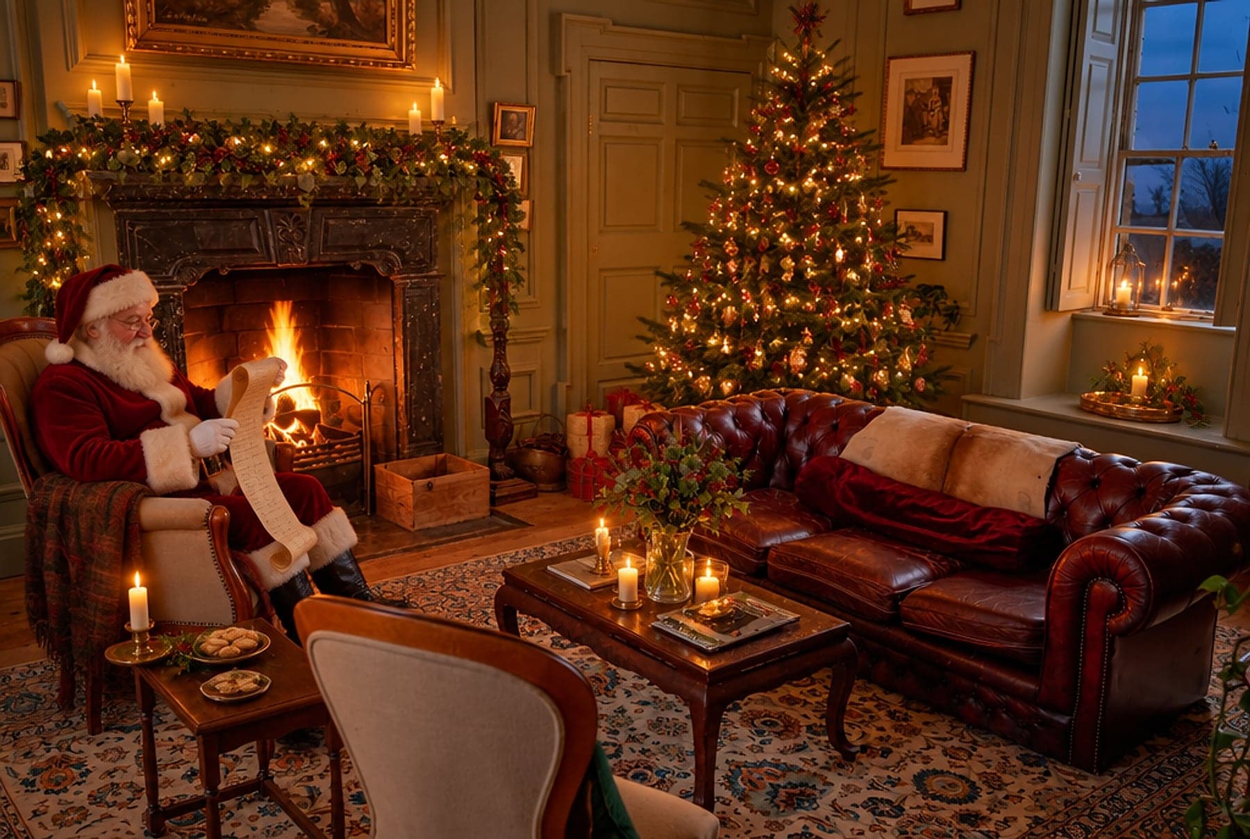 Santa, by the fire